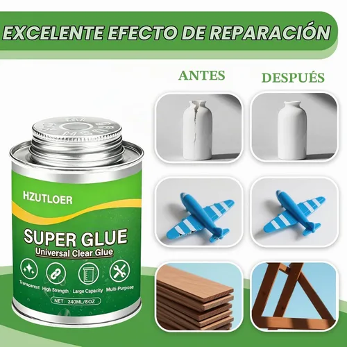 Vista 4 de Super pegamento, pegamento transparente con cepillo, adhesivo fuerte multiusos, pegamento instantáneo multiusos para madera, cerámica, cuero