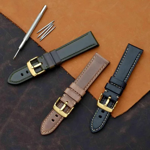 Vista 7 de BISONSTRAP Horween Chromexcel - Correa de reloj de cuero de 0.709 in, 0.748 in, 0.787 in, 0.827 in, 0.866 in, 0.906 in, 0.945 in, correa de reloj