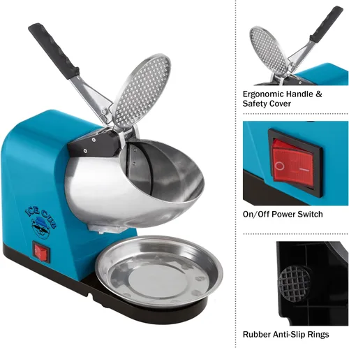 Vista 3 de Máquina de cono de nieve - Afeitadora de hielo con potente motor de 170 W - Máquina de hielo triturado para encimera fácil de usar por Great Azul