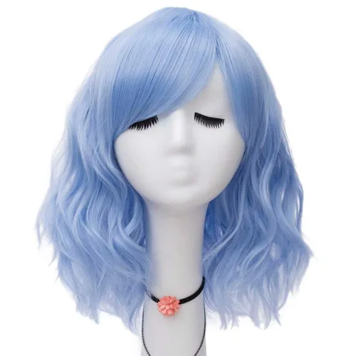 Vista 17 de Nami Lovely Rosa corto ondulado Harajuku Anime Cosplay Pelucas de pelo completo COS Props