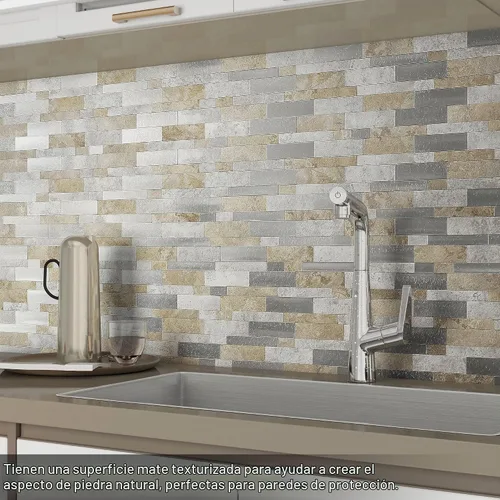 Vista 4 de BeNice - Azulejos autoadhesivos para salpicaderos que se despegan y pegan para cocina, adhesivos lineales de mosaico para baño, impermeables