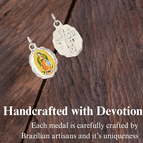 Vista 8 de Catholica Shop Colgante de medalla pequeña en tono plateado para ropa religiosa católica - Jesús, María y Santos, paquete de 6