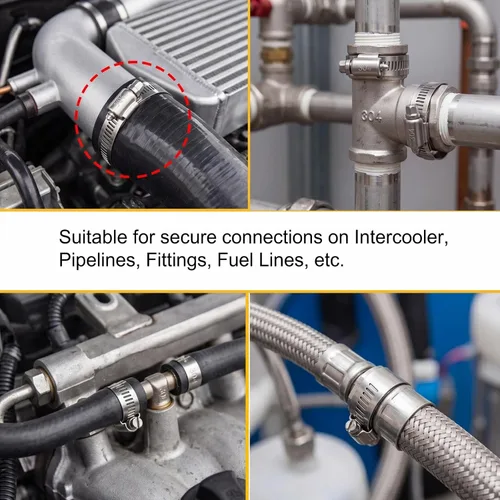 Vista 5 de Boao 4 abrazaderas ajustables de acero inoxidable 304 para conductos de 4 pulgadas, abrazadera de manguera de engranaje helicoidal para tubería