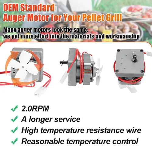 Vista 3 de Repuesto de motor de barrena de 2.0 RPM mejorado para parrillas de pellets Pit Boss, compatible con Traeger & Camp Chef, piezas de repuesto de motor