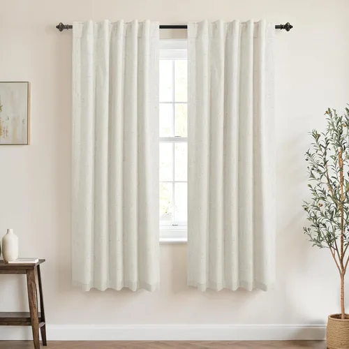 Vista 90 de KOUFALL - Cortinas de medio estilo francés de lino para ventana, juego de 2 cortinas cortas de 40 pulgadas de longitud, para privacidad, cortinas