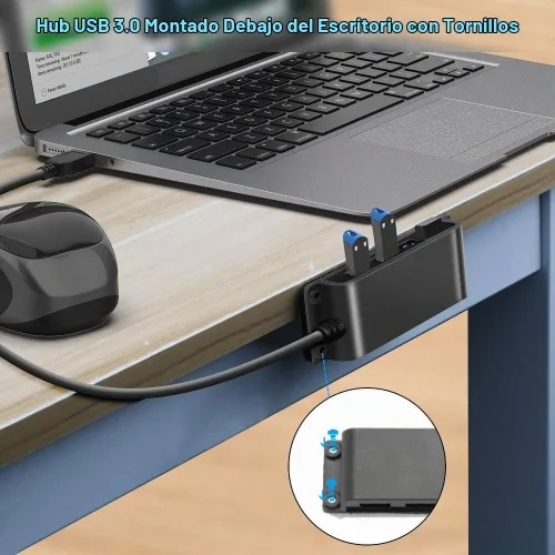 Vista 4 de Hub de escritorio portátil USB 3.0 de 4 puertos, concentrador de datos USB 3.0 fija con cable de 3.3 pies para MacBook, Mac Pro/Mini, iMac, XPS