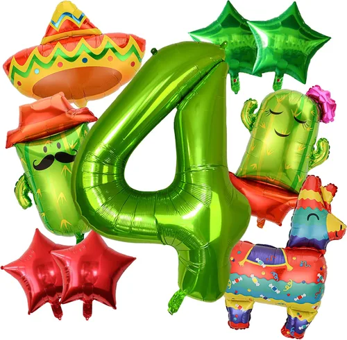 Vista 7 de 9 globos grandes de números moxicanos con globos de fiesta, globos de fiesta mexicana, decoraciones de fiesta de fiesta, decoraciones de fiesta