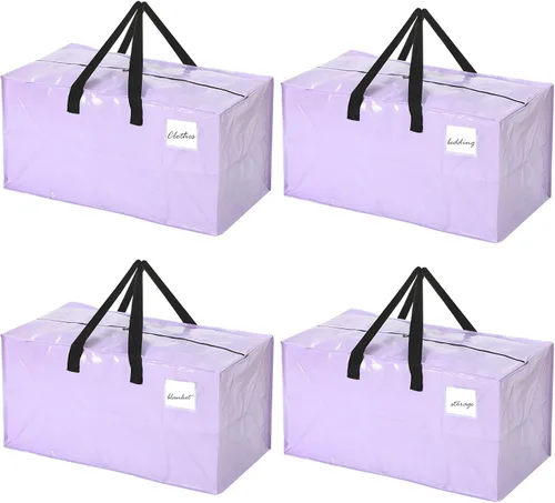 Vista 42 de 4 Piezas Bolsas de Mudanza Grandes con Cremallera y Asas Bolsas de Lona Tipo Duffle Plegables de Almacenamiento Extra Resistentes Extra Grandes