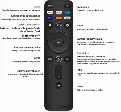 Vista 2 de Parte OEM: control remoto de TV XRT260 compatible con Vizio V505-J09 y M65Q6-J09
