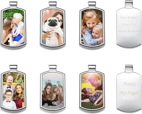 Vista 3 de Zysta - Llavero personalizado con foto en color diseño de texto grabado personalizado con mensaje de aleación rectángulo regalo de aniversario
