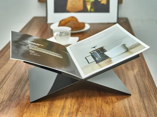 Vista 7 de Honygebia Soportes de libros acrílicos negros – Soporte para libros de acrílico con marco cruzado, soporte abierto para exhibición y lectura