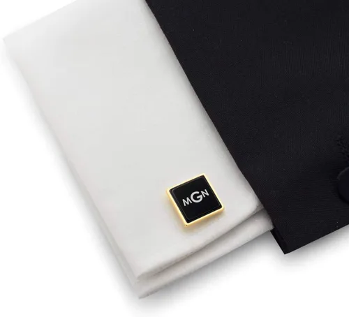 Vista 6 de Gemelos dorados con monograma para hombre - Gemelos personalizados para hombres - Gemelos con monograma - Regalo personalizado para el primer