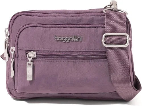 Vista 31 de Baggallini Bolsa cruzada pequeña con triple cremallera para mujer, 8 x 6 pulgadas, ligera, convertible