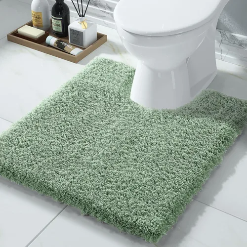 Vista 51 de Yimobra Alfombras de baño en negro y blanco antideslizantes lavables, tapetes de baño ultra suaves y absorbentes de agua, alfombra de ducha suave