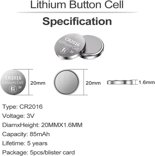 Vista 3 de PGSONIC CR2016 3V Lithium Coin Battery (15-Pack), Powerful, Reliable and Leak-Free