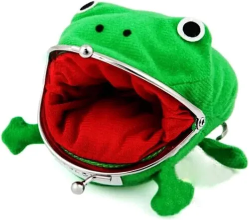 Vista 5 de Bestmaple Cartera de rana de anime, monedero de dibujos animados, monedero de franela, lindo juguete divertido de peluche, Paquete de 2 ranas