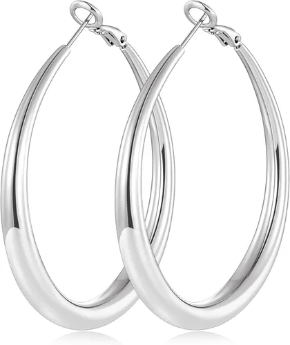 Vista 13 de Pendientes de aro de oro para mujer de moda con poste de plata de Dorado