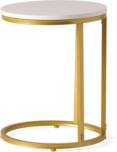 Vista 6 de Christopher Knight Home Ingersol - Mesa auxiliar en forma de C, hierro y madera sintética, color dorado y blanco