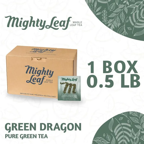 Vista 2 de Mighty Leaf Té orgánico de dragón verde, 100 bolsas de té