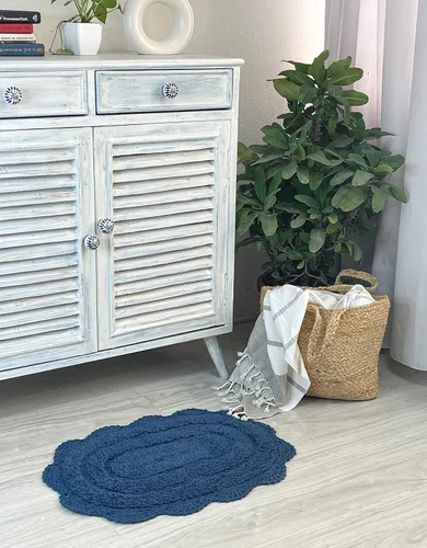 Vista 43 de Chardin home Alfombra de baño de ganchillo beige, alfombra de baño ovalada 100% algodón con borde de ganchillo artesanal hecho a mano, alfombra