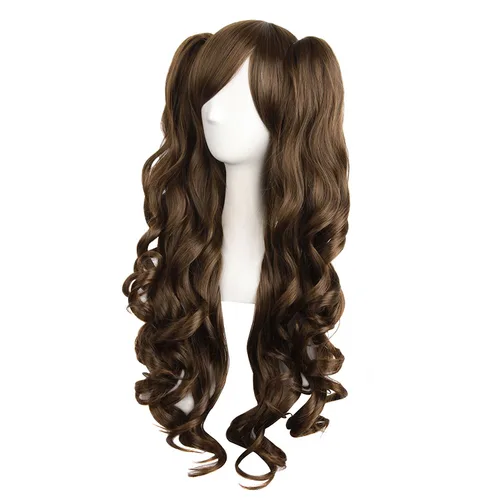 Vista 74 de Peluca MapofBeauty Lolita para disfraz, cabello largo, rizado, con coleta, Blanco