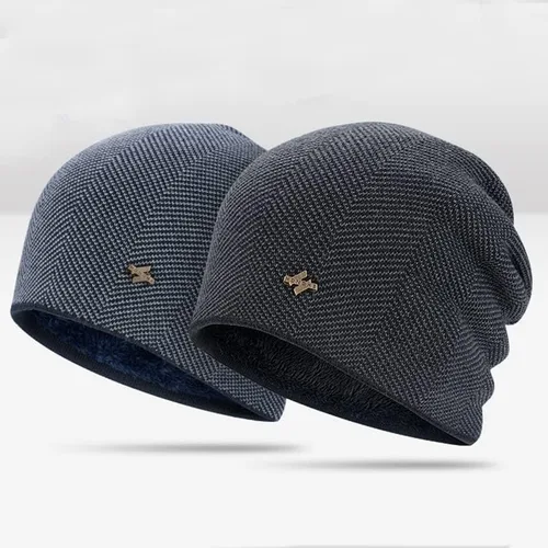 Vista 6 de Gorro unisex de lana de punto Sky Madrid con forro polar frío para hombre, gorro negro