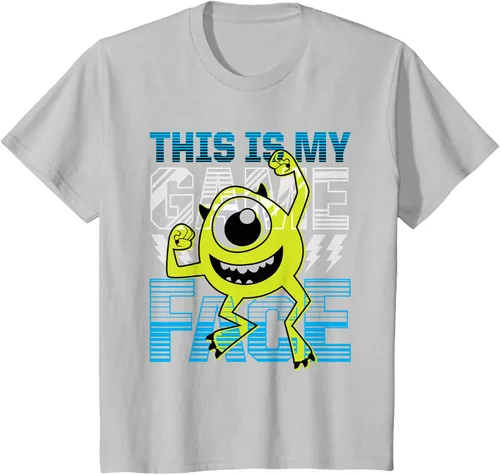 Vista 31 de Disney Pixar Monsters Inc. Mike Wazowski Game Face Camiseta Negro