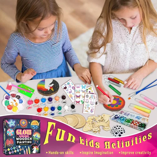 Vista 5 de klmars Kit de pintura de madera para niños, que brilla en la oscuridad, regalos para niños y niñas de 5 a 12 años, kits de actividades