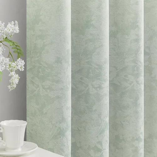 Vista 19 de Beauoop - Cortinas opacas beige con diseño floral jacquard, 2 paneles, para dormitorio/sala, de felpilla, gris pardo, aislantes y a prueba de ruido