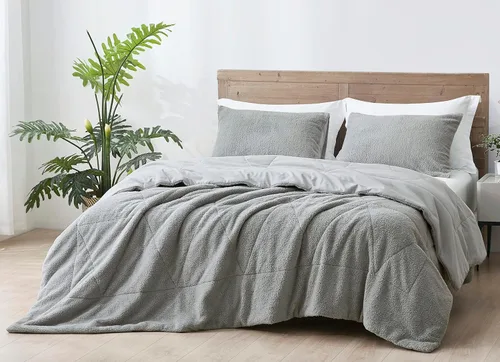Vista 12 de Chezmoi Collection Zane - Juego de edredón Sherpa de 2 piezas, juego de ropa de cama reversible de microfibra lavada de doble cara