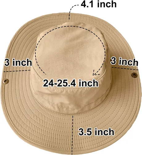 Vista 5 de Surblue Sombrero de sol de pesca de ala ancha para hombres y mujeres, protección solar a caqui