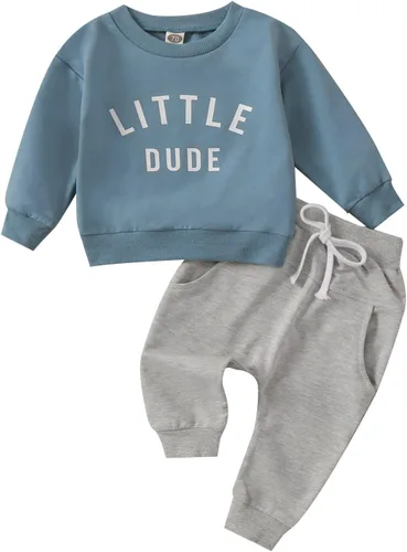 Vista 22 de Ropa de otoño e invierno para bebé niño pequeño, sudadera con cuello redondo y pantalones deportivos