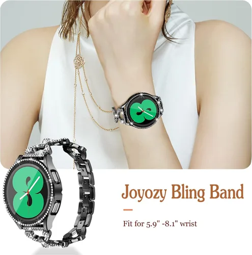 Vista 6 de JOYOZY Correa de reloj de liberación rápida de 0.787 in, correa de acero inoxidable y bisel de diamante para Samsung Galaxy Watch 4 1.575 in/1.732 in