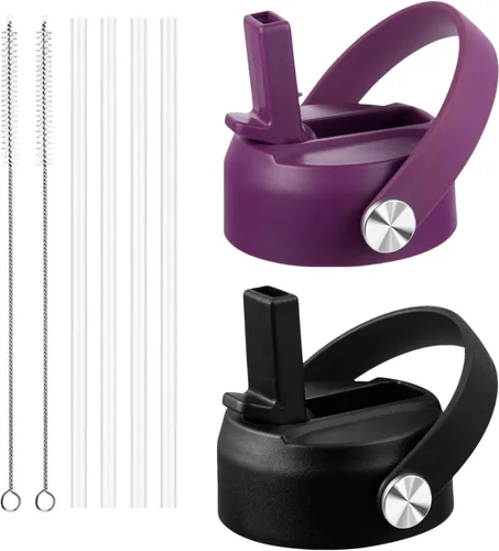 Vista 22 de FLORAPELL Tapa de popote para botellas de agua de boca ancha Hydro Flask, tapas superiores con popote compatible con Hydro Flask de 32 y 40 onzas