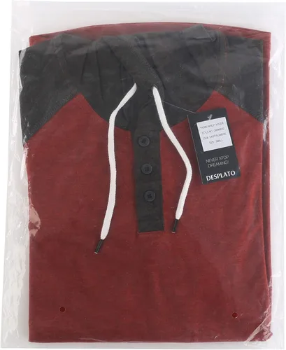 Vista 9 de Sudadera Desplato con capucha, manga larga, ligera, estilo henley, informal, para hombre