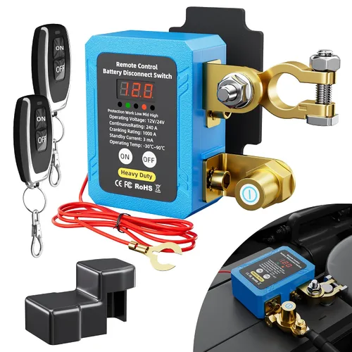 Vista 7 de RVBOATPAT Interruptor de apagado 12V 240A Interruptor de desconexión de batería remota Interruptor automático de apagado de energía Interruptores