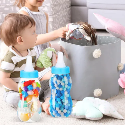 Vista 6 de Hucha gigante con biberón de 11.02 pulgadas, transparente, caja de dinero, adorno de escritorio, regalo de cumpleaños para niños