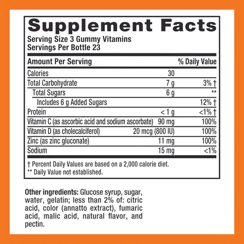 Vista 6 de Zicam Apoyo inmunológico diario, suplemento de gomita, zinc, vitamina C y vitamina D, sabor cítrico y fresa, 70