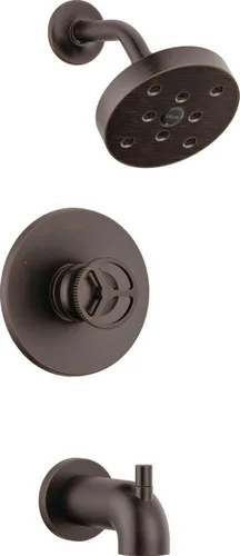 Vista 14 de Delta Faucet Trinsic Serie 14 Juego de grifo de ducha dorado con cabezal de ducha H2Okinetic, kit de accesorios de ducha dorados, juego de grifo