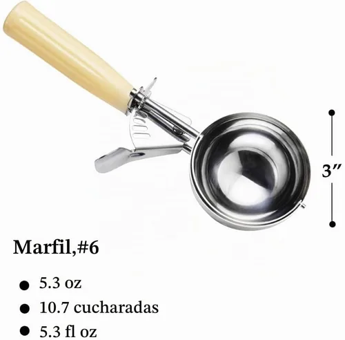 Vista 2 de Saebye Cuchara de porción - #6 (150 g) - Cucharón, Cuchara de alimentos, Cuchara para cupcakes, Cucharas para muffins - Control de porciones - Acero