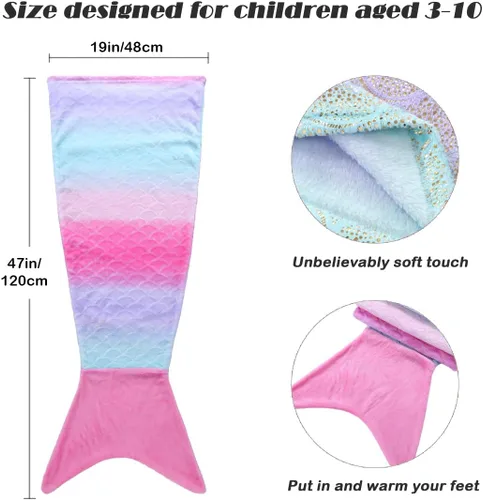 Vista 6 de VHOME Manta de Sirena para Niños - Cálida Manta para Sala de Estar y Sofá, Mantas Abraciciosas para Niños, Regalo de Cumpleaños