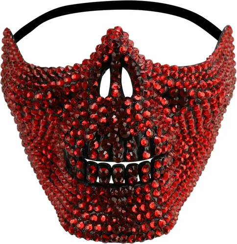 Vista 9 de Trendy Apparel Shop Accesorio de disfraz de media máscara de calavera con diamantes de imitación