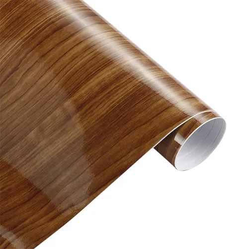 Vista 7 de Papel de contacto autoadhesivo con textura de vinilo de grano de madera de alto brillo, para decoración interior de automóvil, calcomanías