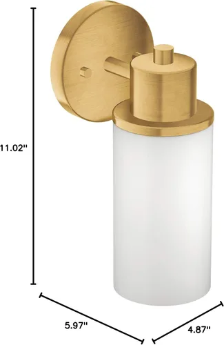 Vista 7 de Moen DN0761BG Iso - Accesorio de tocador de baño de doble montaje con 1 luz con vidrio esmerilado, oro cepillado