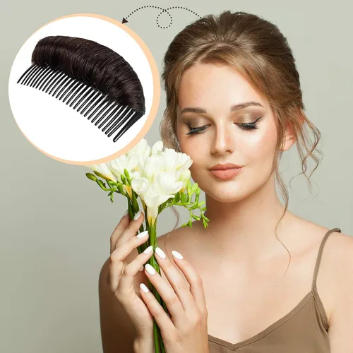 Vista 5 de WILLBOND 3 pinzas invisibles para el pelo falso, almohadilla aumentada, base de cabello de volumen esponjoso, herramienta de inserción
