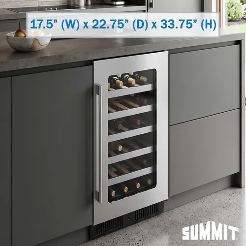 Vista 5 de Summit CL18WC - Bodega empotrada de 18 pulgadas, acero inoxidable y vidrio