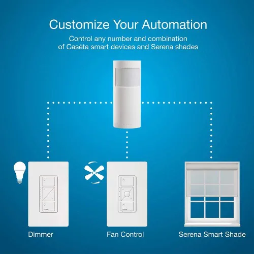 Vista 2 de Lutron Caseta - Sensor de movimiento inteligente de encendido y apagado automático para iluminación, interruptores y controles de ventiladores, sin