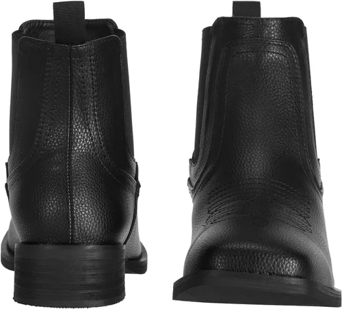 Vista 3 de J's.o.l.e - Botas vaqueras para hombre con punta cuadrada Chelsea Negro