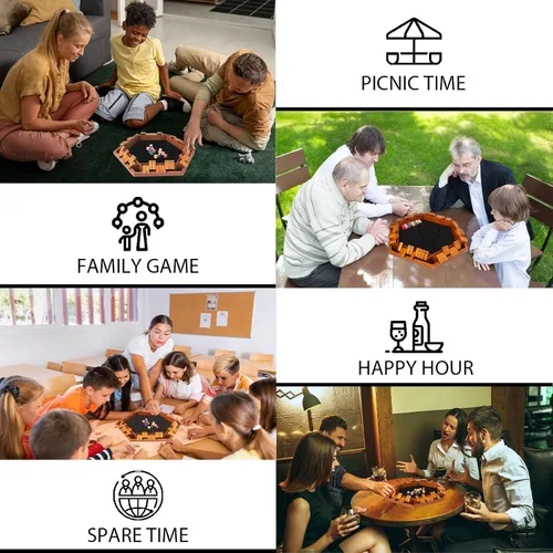 Vista 6 de TooyBing - Juego mejorado de dados Shut The Box, juego de mesa de madera para la familia de 1 a 6 jugadores para niños y adultos con 16 dados, juego