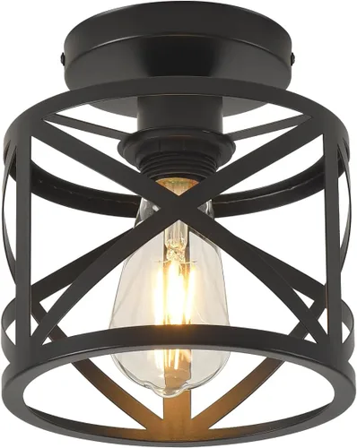 Vista 11 de Lámparas de techo de montaje empotrado, accesorios de iluminación de pasillo negros para techo, rústicas, de granja, con marco de metal negro